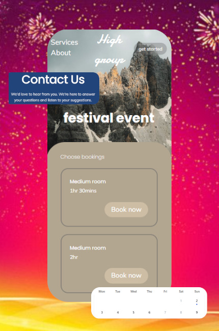 Festival and event booking website Mobile template